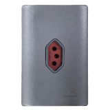 Conjunto Tomada 20A Vermelho Vertical 4x2 - Novara Preto Grafite Total